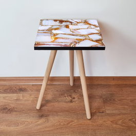 Hanah Home Shp106 Mesa Auxiliar Blanco y Dorado